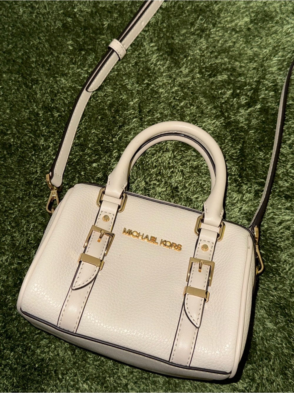 Michael Kors Cream Leather Satchel with Gold Hardware